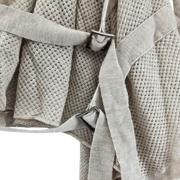 Zadig & Voltaire Cardigan Sweater Womens Neutrals Beige Buckles Scarf Hem - Picture 4 of 9